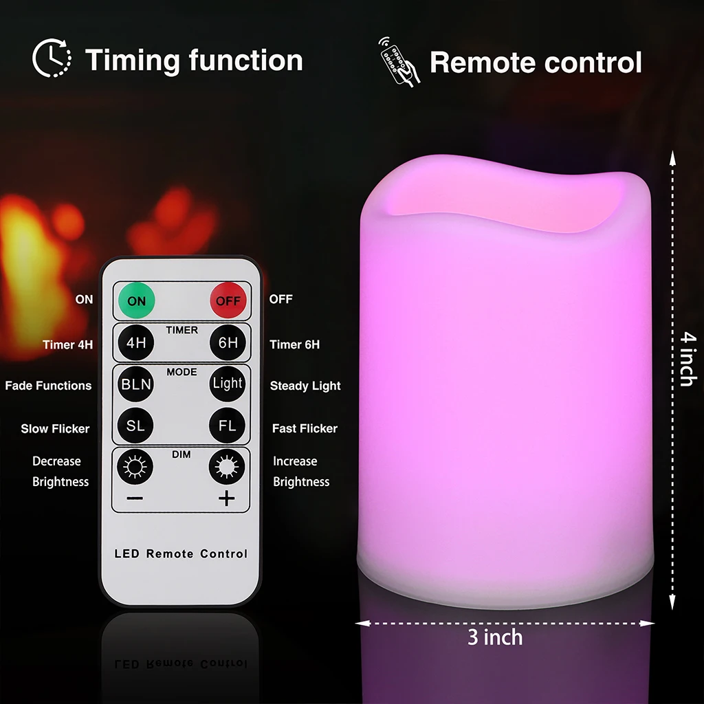 6 sztuk świec LED, zasilanych bateryjnie, bezpłomieniowe kolorowe świece wotywne na imprezę, wystrój domu, pilot z timerem, elektryczna lampa świecowa