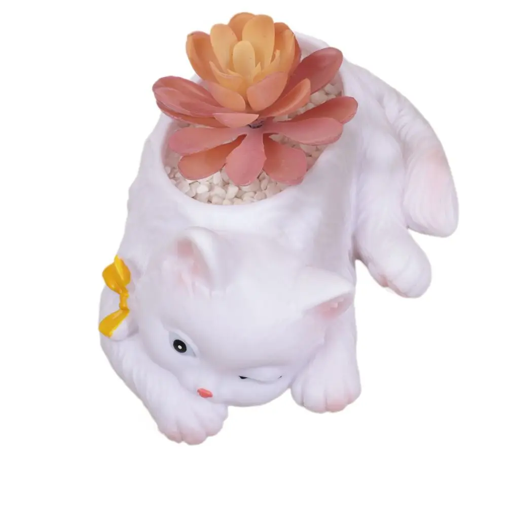 Ornament Resin Cat Succulent Flowerpot Creative Multifunction Garden Potted Cartoon Cat Succulent Planter Living Room
