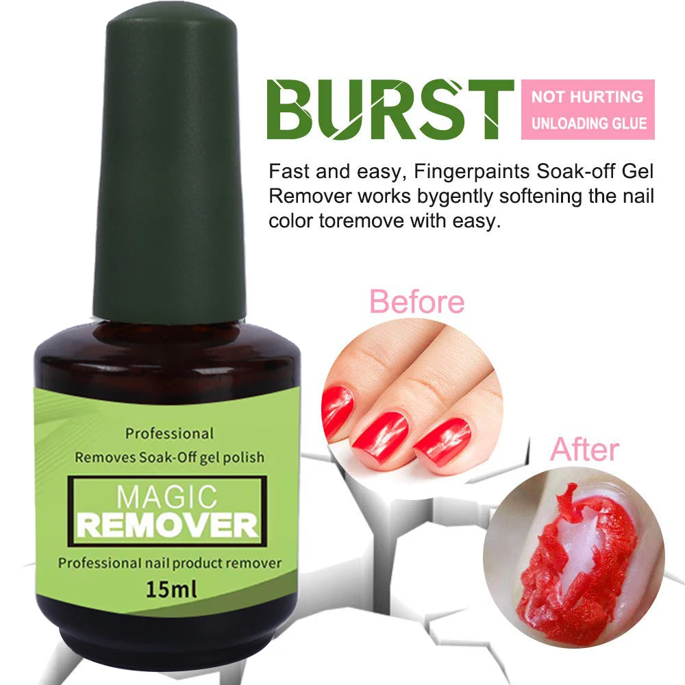 15ML Gel Nail Polish Remover Burst Professional Gel Polish Remover in 3-5 Mins Quickly Removes Soak off Gel Polish 0.25fl Oz