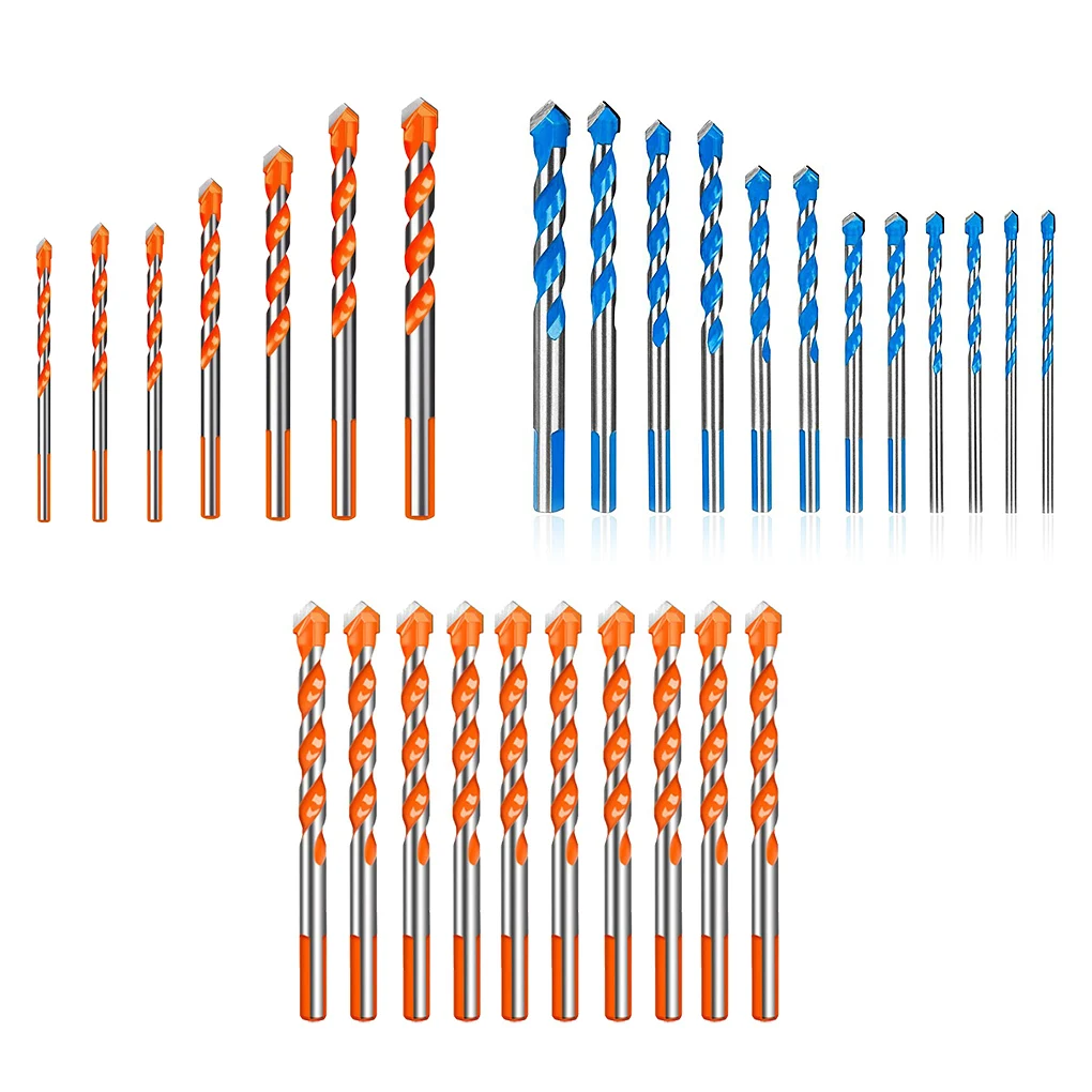 Glass Drill Bit Set Triangular Non-slip Ceramic Drilling Hole Openers Alloy Tile Punching Tools  7 Sizes  7 Pieces