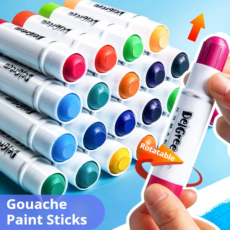 DELGREEN ARTIST GRADE Soft Solid Gouache Paint Sticks/Pastels/Crayons 6/12/18/24 Colors Graffiti Drawing Safe Non-toxic Pastels