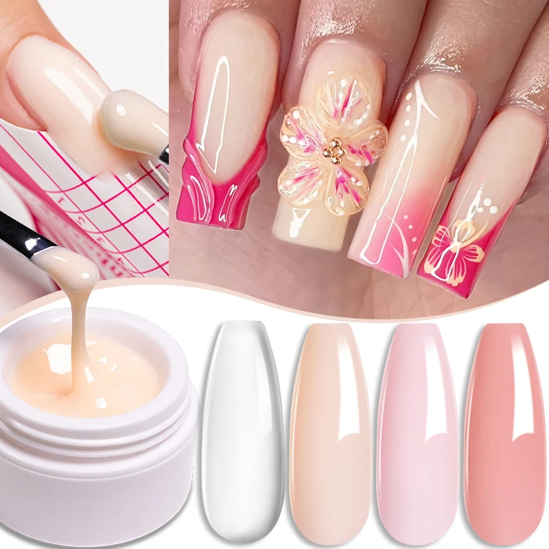 

PUENTE 15ML Creamy Extension Nail Gel Clear Nude Pink Builder Nail Gel For Nails Construction Soak Off UV/LED Gel Nail Polish
