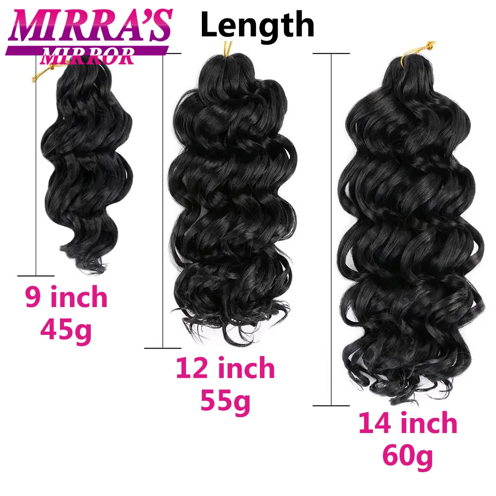 Sintético Ondulado Profundo Crochet Cabelo, Curto Afro Curly Braid, Fibra de Alta Temperatura, Trança Extensão, 9 ", 12", 14"