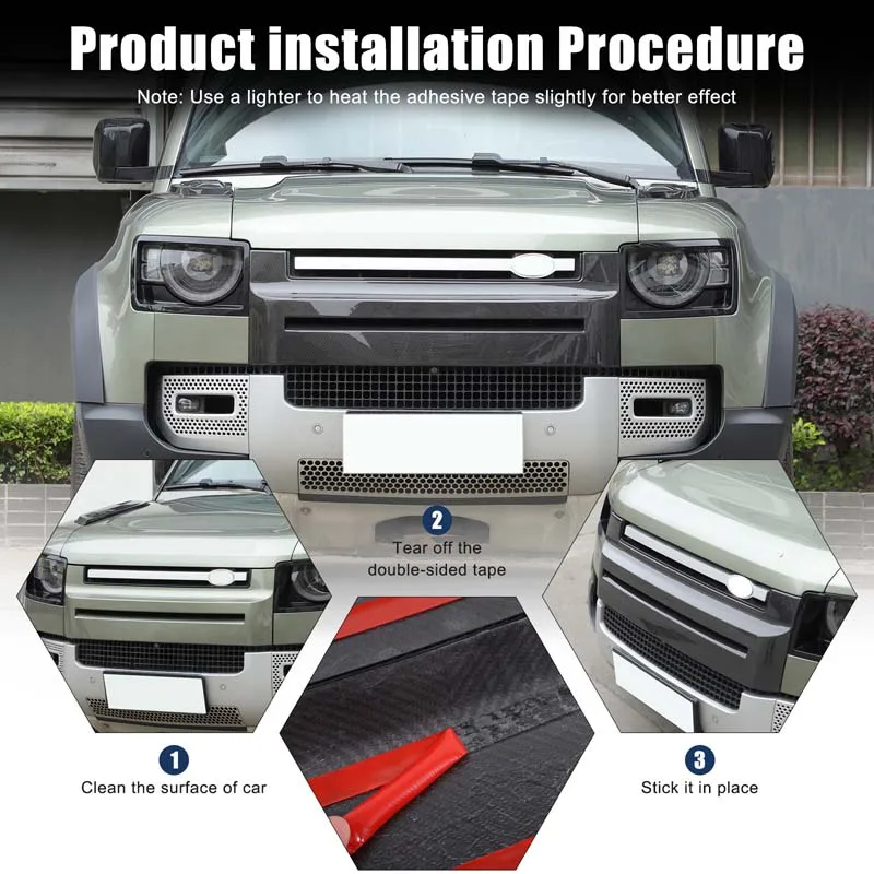 

for Land Rover Defender 90 110 2020-2025 Carbon Fiber Car Front Grille Decorative Frame Mid-Grid Decorative Cover Accessori