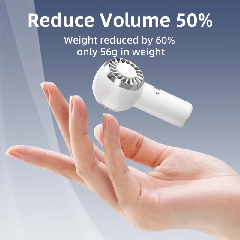 2025 New Ultralight Only 60G Mini Size Handheld Fan Portable Fan Air Cooler Pocket Fan Rechargeable for Travelling Shopping