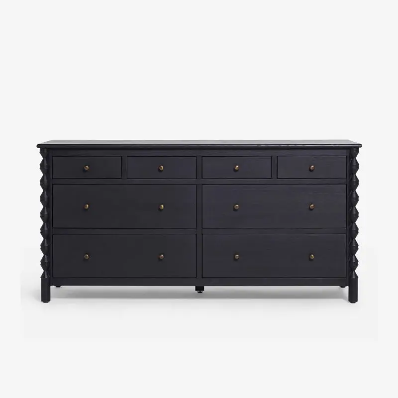 

# High Quality Black Solid Oak 8-drawer Dresser French Contemporary Bedroom Furniture^