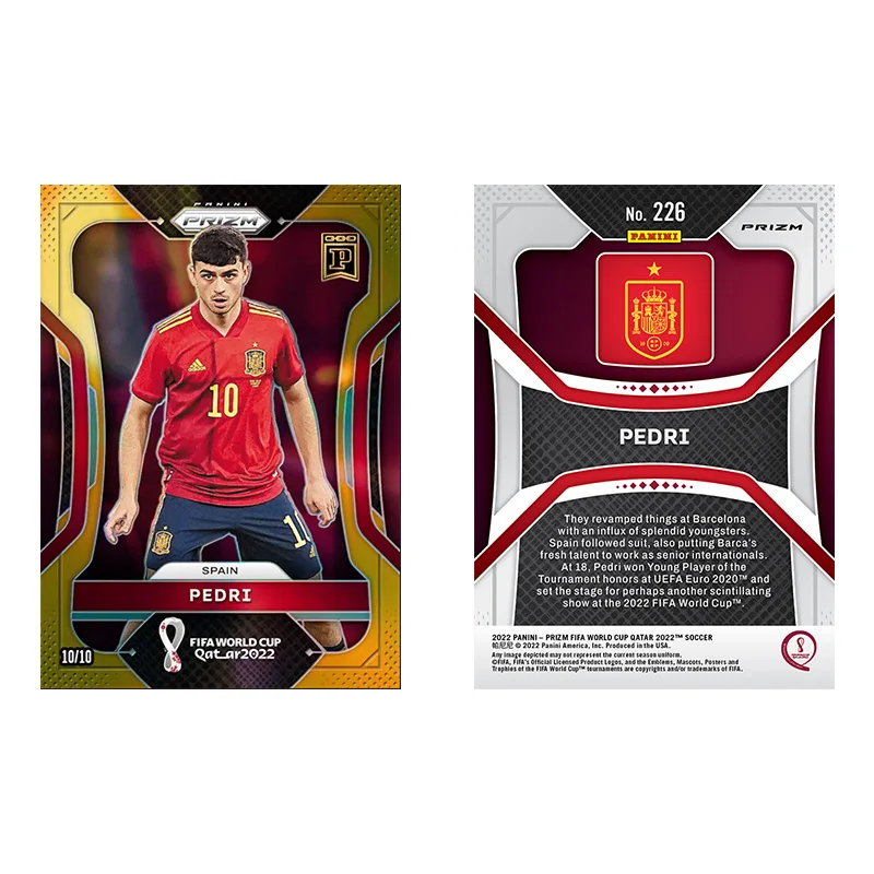 Panini Base Prizms Gold Neymar Jr Mbappe Benzema Lewandowski Pedri برشلونة لتقوم بها بنفسك نجم كرة القدم بطاقات التداول مجموعة الهدايا