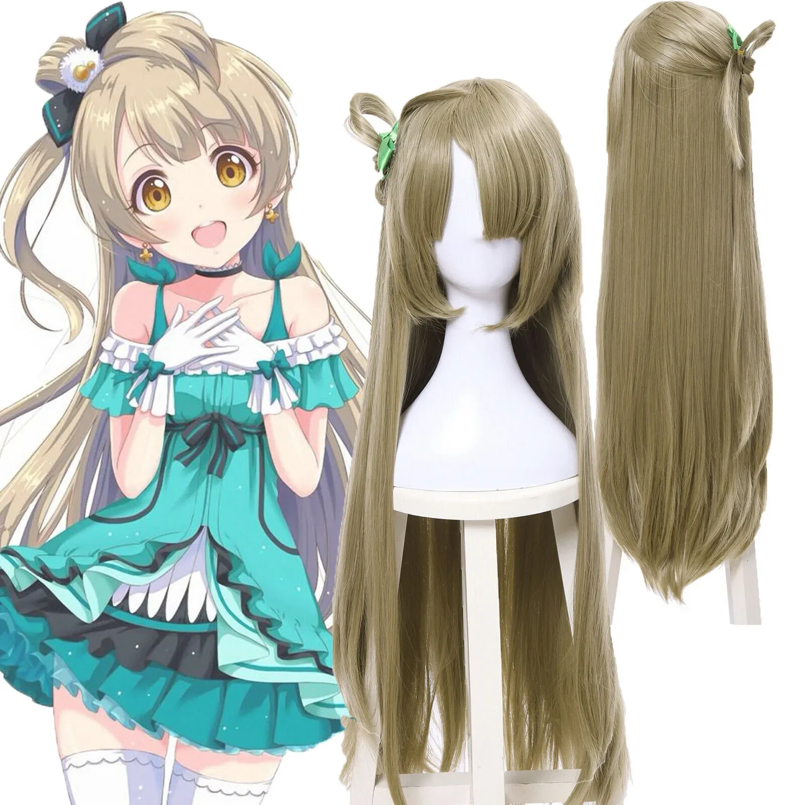 

USA SHIP LoveLive! Minami Kotori Long Straight Ponytail Flaxen Cosplay Full Wigs