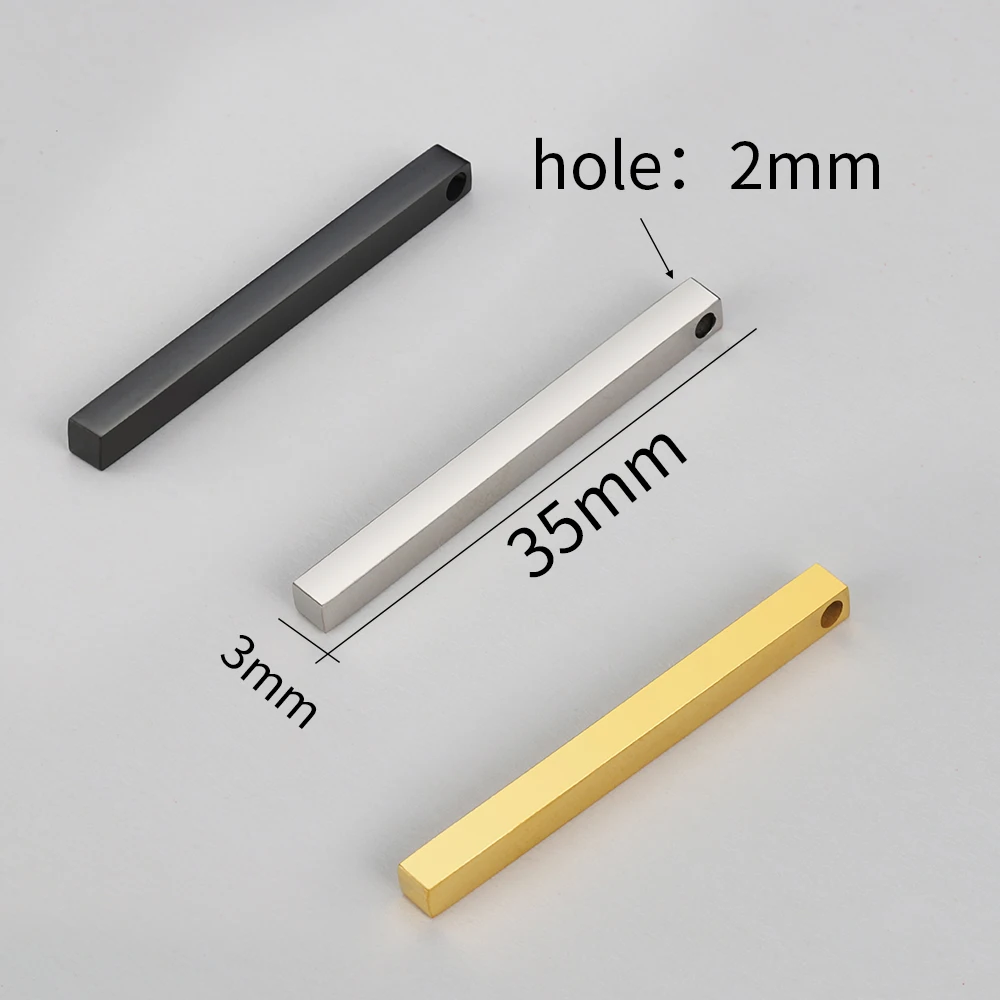 5Pcs 35mm Stainless Steel Rectangle Stick Pendant Geometric Bar Charms for DIY Jewelry Making Long Chain Necklace Accessories