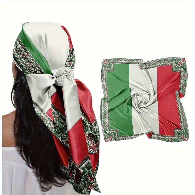 

Soft Fashionable Beautiful Italian Flag Pattern Headscarf, Skin-Friendly And Breathable, Non-Stuffy, Daily Commuting, Shopping, Girlfriends' Gathering, Weekend Leisure, Outdoor Play, Beach Vacation, Road Trip, Fashionable Eye-Catching