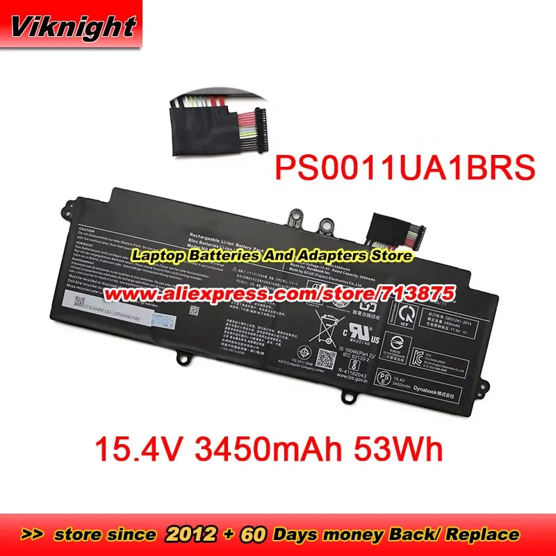 PS0011UA1BRS Battery 15.4V 3450mAh 53Wh For P2-G6PB-BL Portege X30L-J PCR12U PCR10A-009003 PCR10T-04N00X PCR10L-13L011 X30L-K