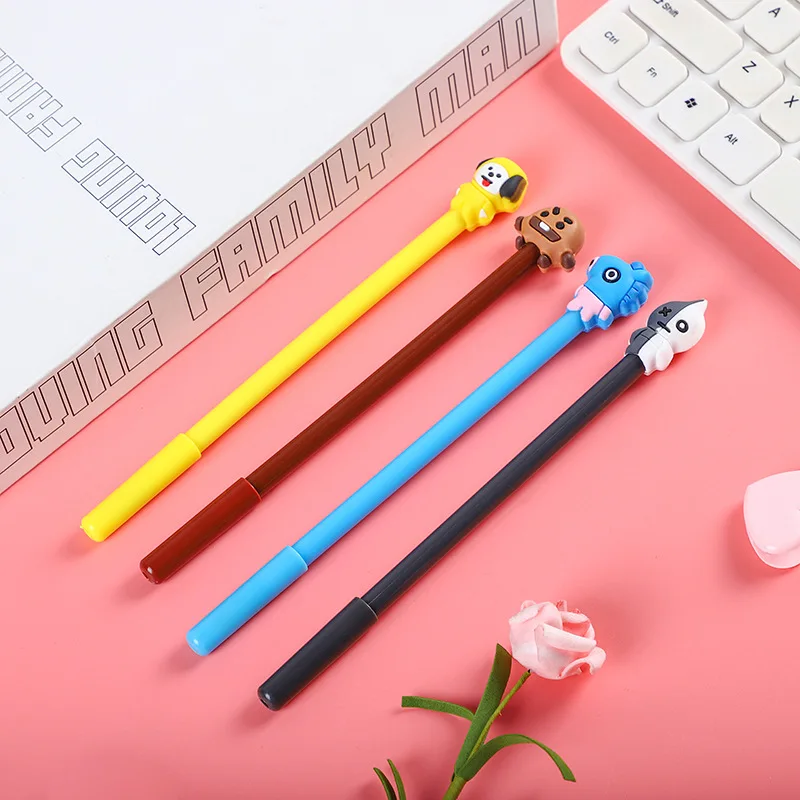 Kawaii BT21 Tata Chimmy Kpop muñeca de dibujos animados bolígrafo de Gel bolígrafo de agua lindo estudiante papelería corazón regalos de cumpleaños