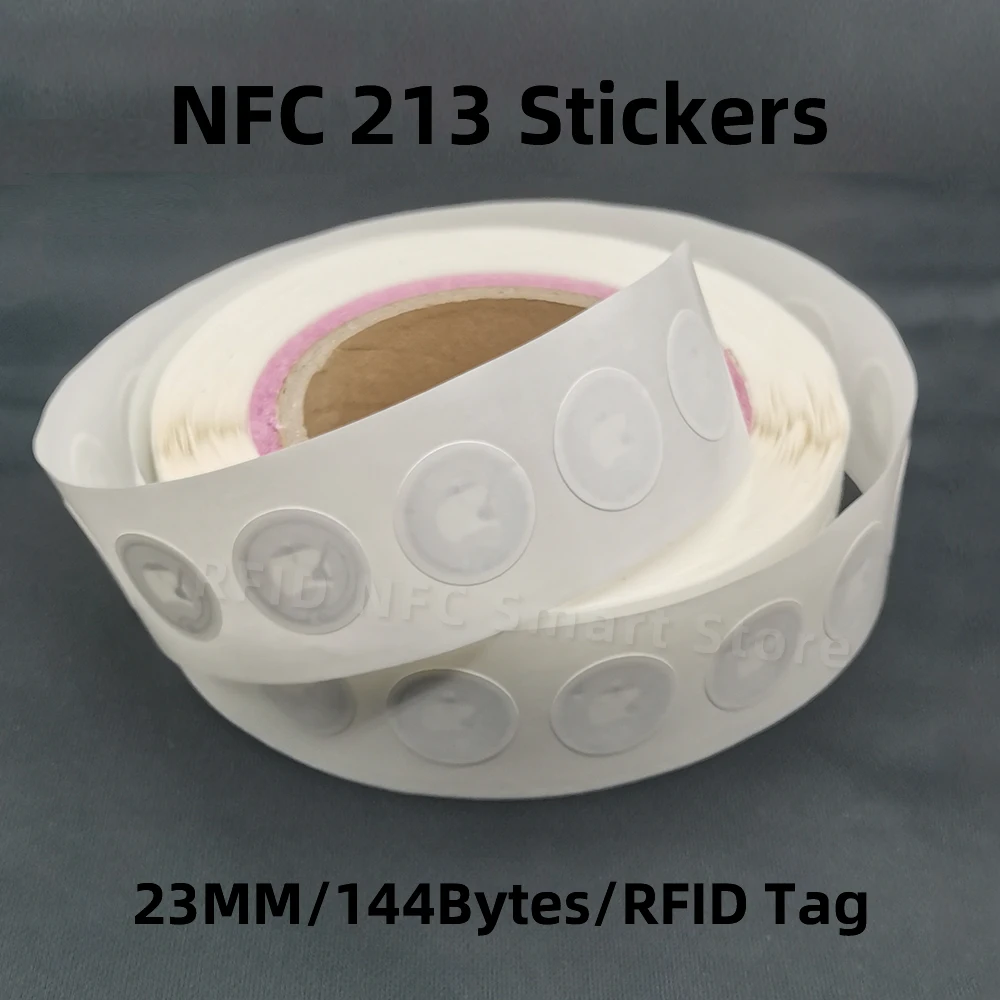 50PCS/LOT 23mm White NFC Stickers Protocol ISO14443A13.56MHz NTAG 213 Universal RFID Tags and All NFC Phones 213 144 Bytes Label