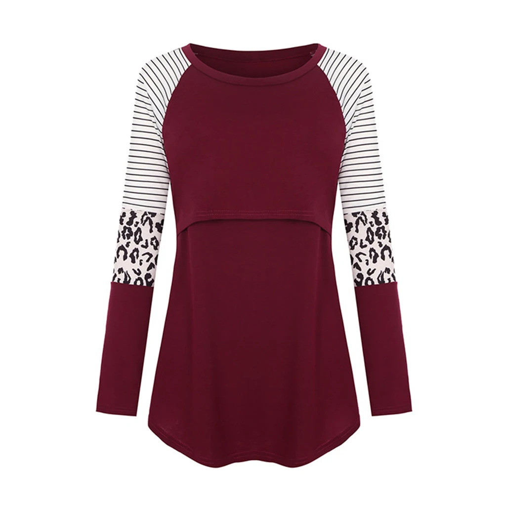 Frauen Mutterschaft Langarm Stillen Patchwork Farbe Tops Stillen Bluse – Detail 6