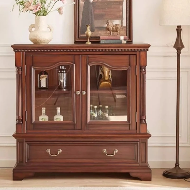 

American solid wood wine cabinet living room TV cabinet side cabinet