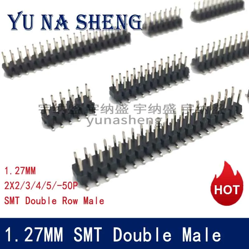 10PCS SMT 1.27 mm Double Row Male Breakaway PCB Board Pin Header Connector Pinheader 2*3/4/5/6/7/8/10/12/15/20/40p 3-50P 2x50p