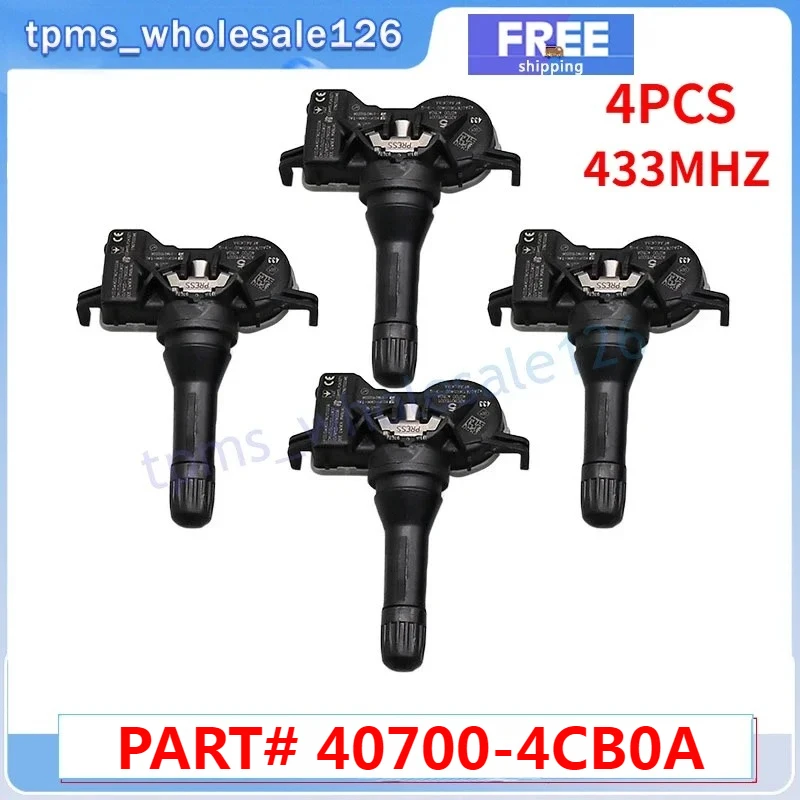 40700-4CB0A 40700-4CB0B Tire Pressure Monitor System Sensor 4PCS For Alpine A110 Nissan NV200 Qashqai II X-Trail T32 TPMS 433MHZ