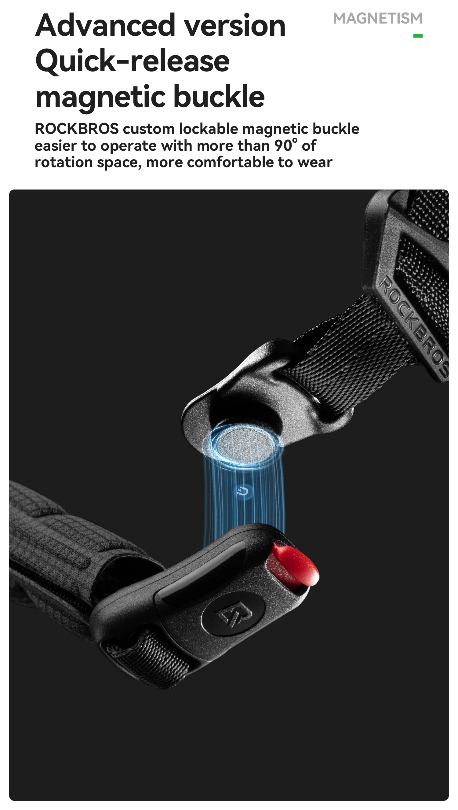 ROCKBROS Fahrradhelm ultraleicht atmungsaktiv hochfester Kopfschutz Sicherheitshelm Kopfbedeckung mit Schnellverschluss und magnetischer Schnalle – Detail 13