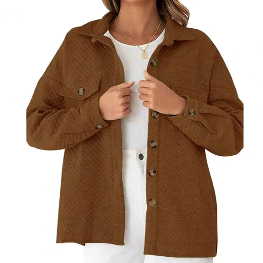 Damen Einreiher Mantel stilvolle mittellange Damen Strickjacke dicken einreihigen Wintermantel mit Turn-Down-Kragen für den Herbst