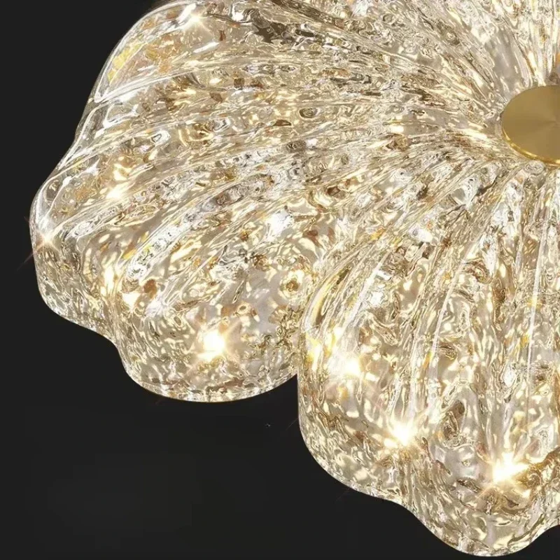 SANDYHA Lampu Gantung Bunga Emas Nordic Lampu Gantung Led untuk Restoran Kamar Tidur Ruang Tamu Lampu Langit-langit Dekorasi Rumah