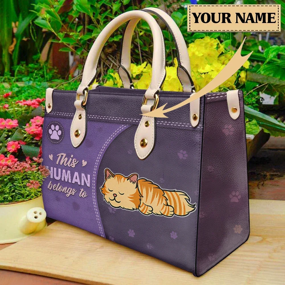 Tas Tote kucing lucu tas Travel portabel mode personalisasi kustom hadiah tas kurir desainer merek hewan mewah kulit PU