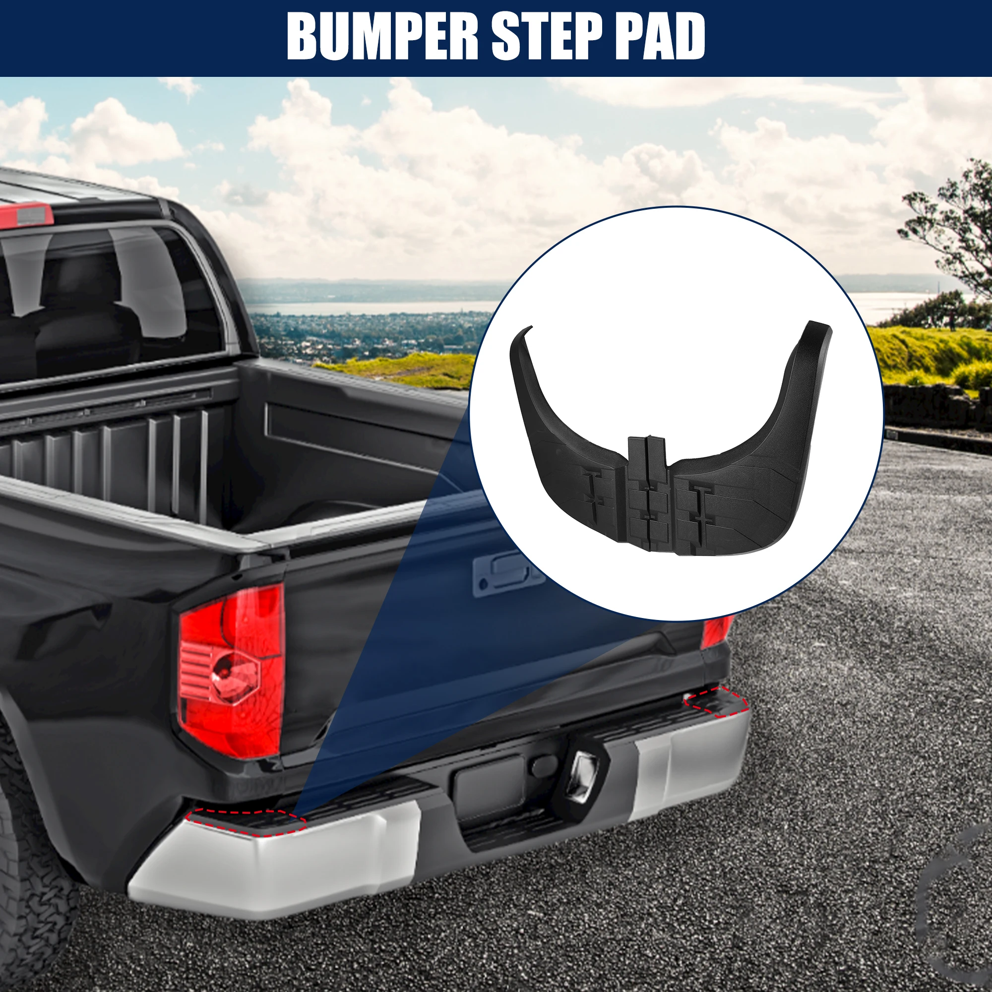 Uxcell 1 Pair Rear Bumper Step Pad Protector Guards Cover for Toyota Tundra 52163-0C040 52164-0C040 Left and Right Rubber Black