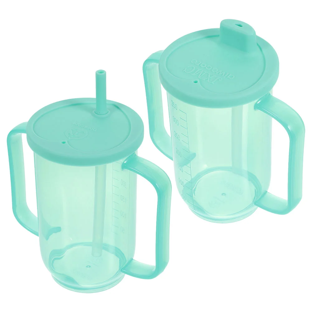 Elderly Care Cup No Spill Sippy Adult Cups for Adults Proof Hospital with Lid and Straw Handles Disabled Mugs Water