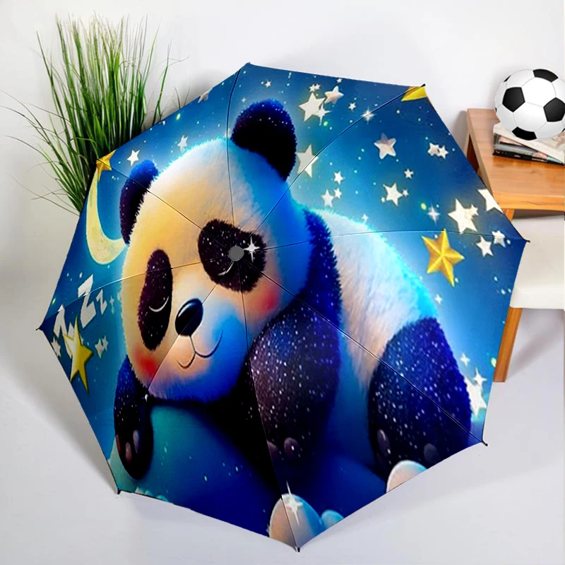 Cartoon Cute Panda Umbrella Automatic Open/close, Sturdy Iron Frame & 8-Rib Struct, Umbrella for Women & Men, Christmas Gifts