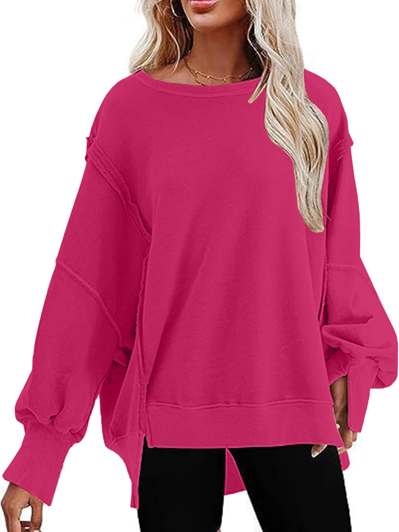 Autumn New Solid Color Pullover Round Neck Long Sleeve Top Women\'s European and American Long casual Loose Sweater Women\'s Wear