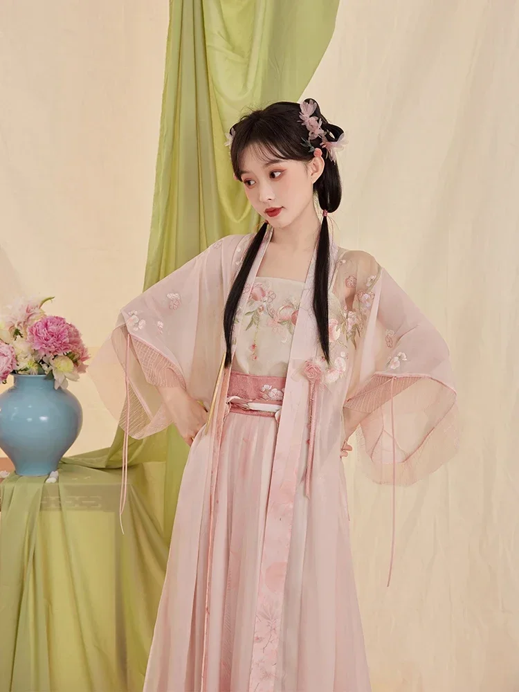 Qiyuexi-Longue robe de princesse mignonne pour le début de l'été, perche, comparateur de jeu, vent nickel é, romantique, système de chanson, rose, Hanfu, cosplay, nickel é, imbibé