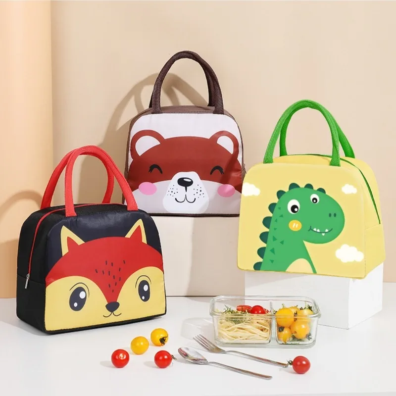 Lunch Bag Cute Cartoon Animal Lunch Box Large Capacity Thermal Cooler Bag for Kids School Kindergarten Picnic Travel Daily Use