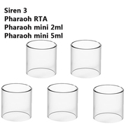 Straight Glass Tubes for Digiflavor Siren 3 Pharaoh RTA Pharaoh mini 2ml Pharaoh mini 5ml Glass Tank Replacement  Cup 5PCS