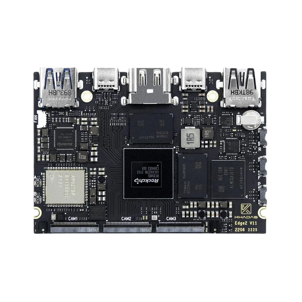 New  Khadas Edge2 RK3588S Single Board Computer with 8-core 64-bit CPU, ARM Mali-G610 MP4 GPU, 6 TOPS AI NPU, Wi-Fi 6, B