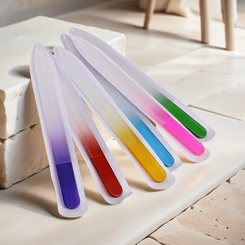 6pcs Double-sided Glass Nail File Set Professional Grinding Repair Tool Free Small Storage Bag Polishing Plastic Nails&Toenail