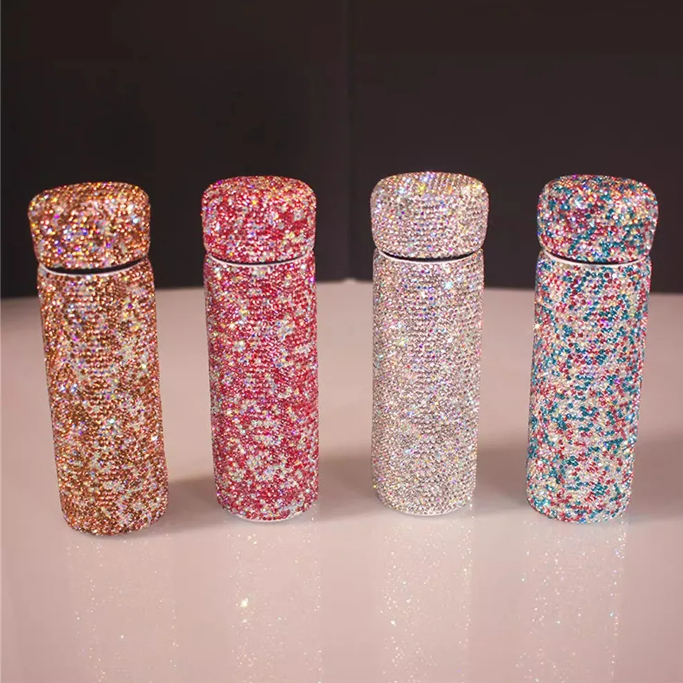 150ml New 304 Stainless Steel Customized DIY Handmade Sparkle Stunning Rhinestone INS Girls' Dating Pocket Bottle