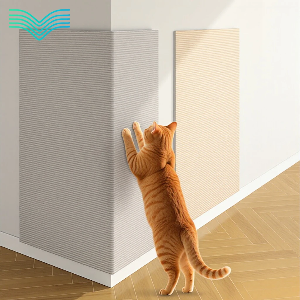 Self Adhesive Sisal Texture Cat Scratcher Wall Pad Residue-free Cuttable Corner Wall Mount Cat Claw Protector For Sofa & Wall