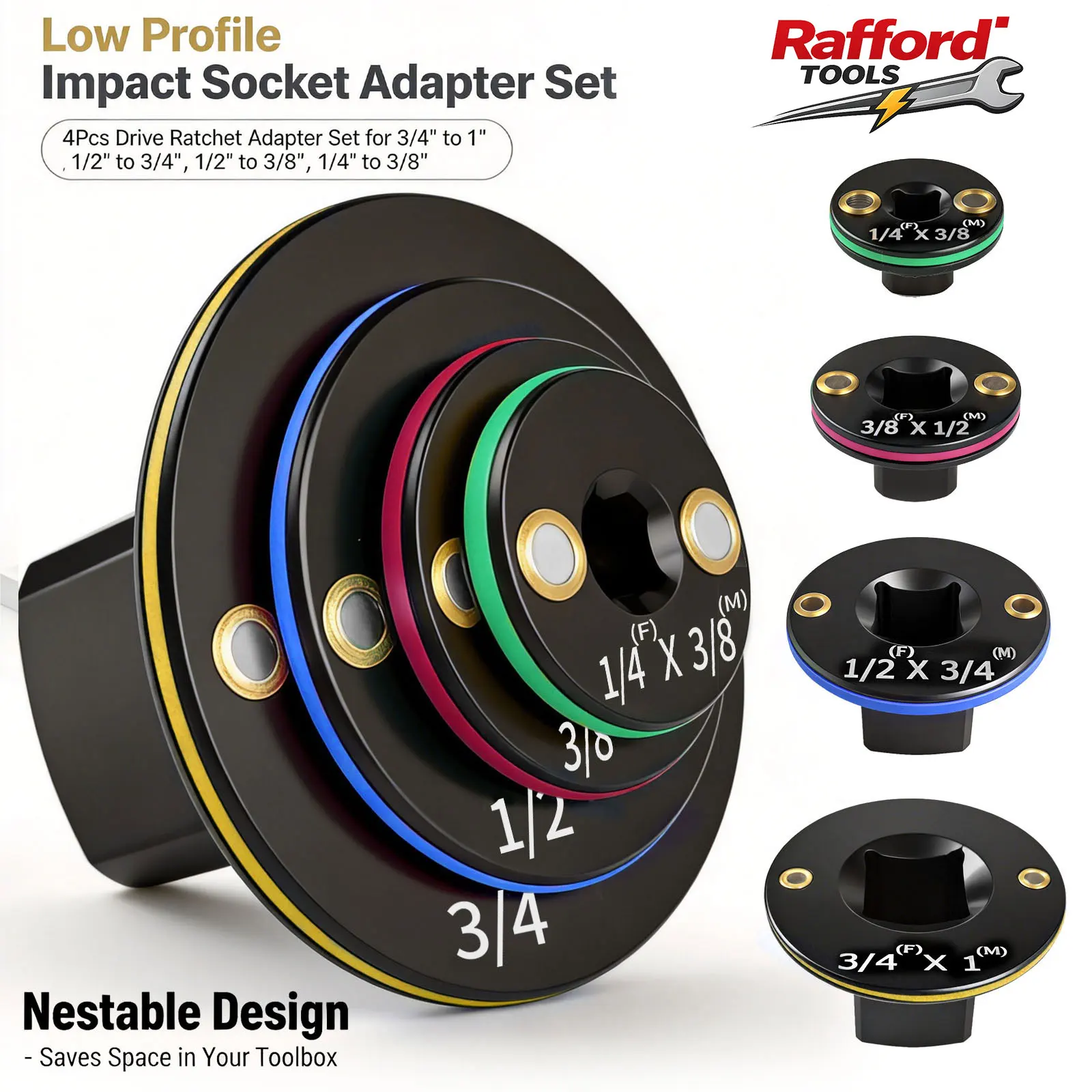 LowProfileImpactSocketAdapterSet,4PCStubbyDriveRatchetAdapterKit3/8"to1/2",1/4"to3/8",1/2"to3/4",3/4"to1"-AliExpress1420