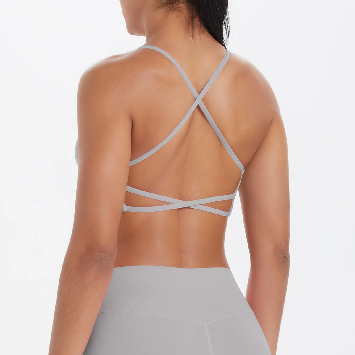 Tanktop für Damen, Yoga-BH, Yoga-Unterwäsche mit Brustpolster, einfarbig, schöner Rücken, Kreuz-BH, stoßfestes Workout-Top für Fitness und Laufen. – Detail 17