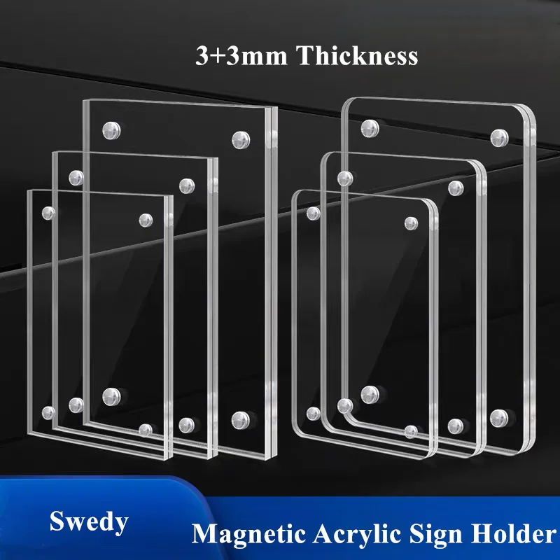 

4x6cm / 6x9cm Wall Mount Magnetic Acrylic Price Label Sign Holder Counter Top Stick Menu Display Holder Price Card Holder