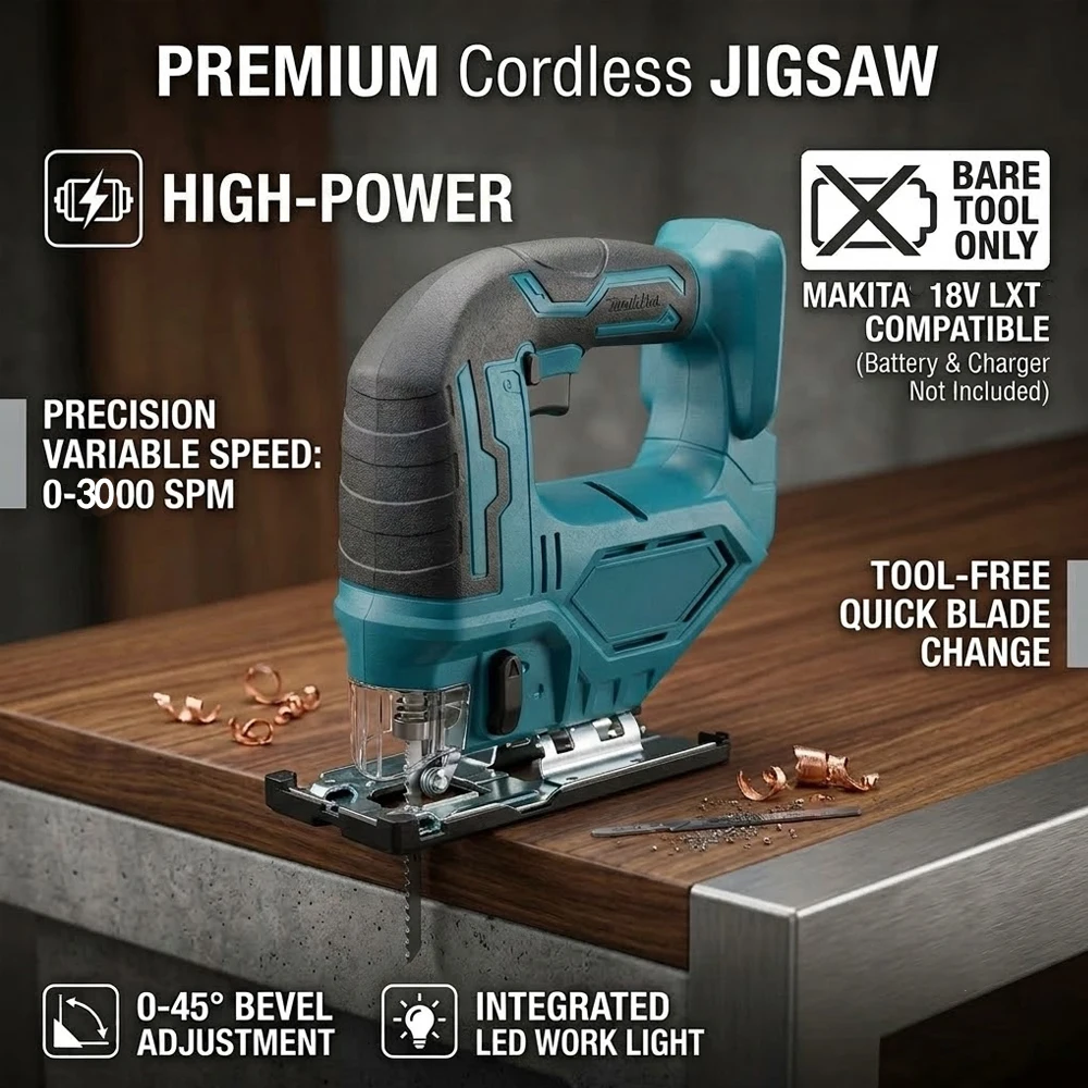 Electric Jig Saw Portable Multifunction Carpenter Power Tool Variable Speeds Curved Saw For Makita/Dewalt/Milwaukee 18V Battery