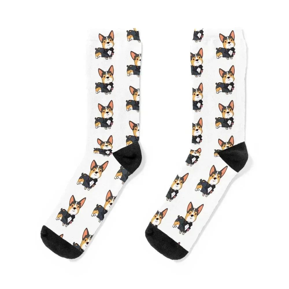 

Groom Tri Color Corgi Wedding Socks Toe sports hiking moving stockings soccer anti-slip Socks Woman Men's