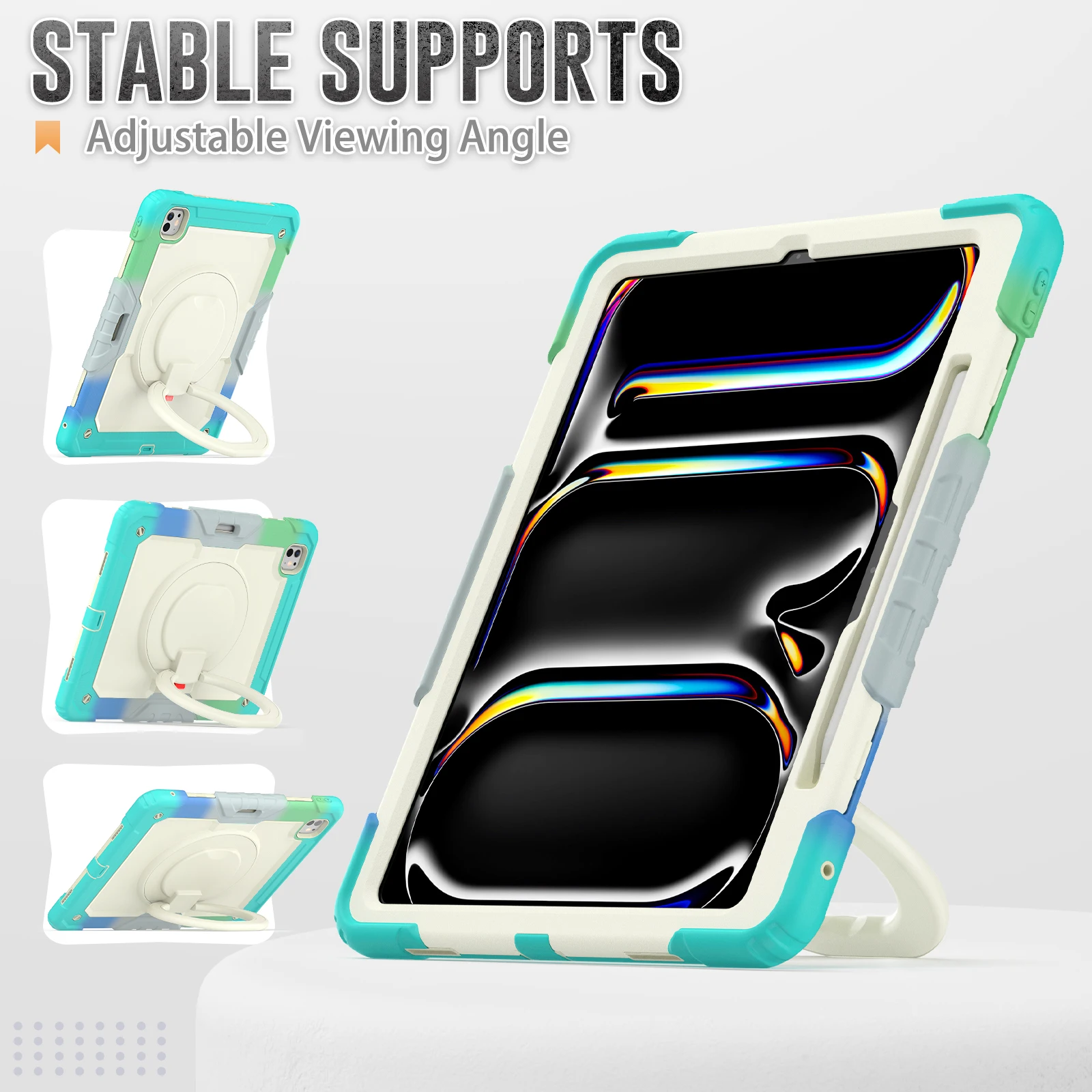 

Чехол-подставка с вращающейся на 360° ручкой для iPad Pro 13 2025 M5 2024 M4 A3360 A3361 A3362 A2926 A2925 A3007, детский чехол-подставка с плечевым ремнем