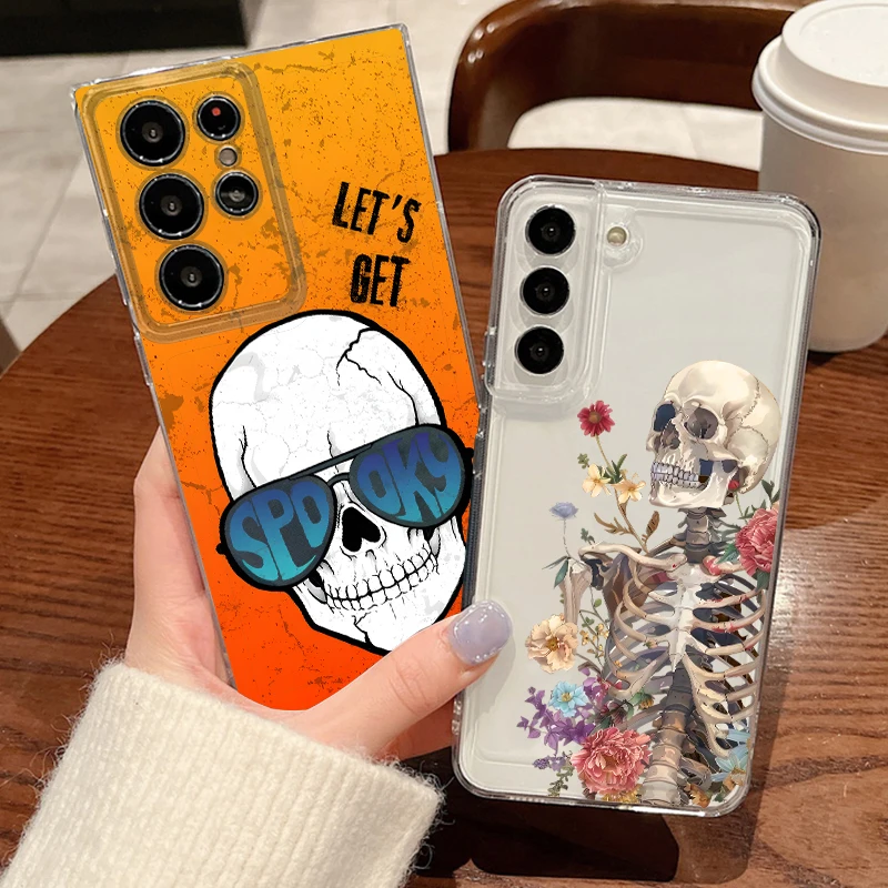 Soft TPU Case For Samsung Galaxy S26 S25 Ultra S23 S24 S25 FE A57 A17 A37 A16 A56 A55 A15 A35 A36 5G Skull Painting Phone Cover