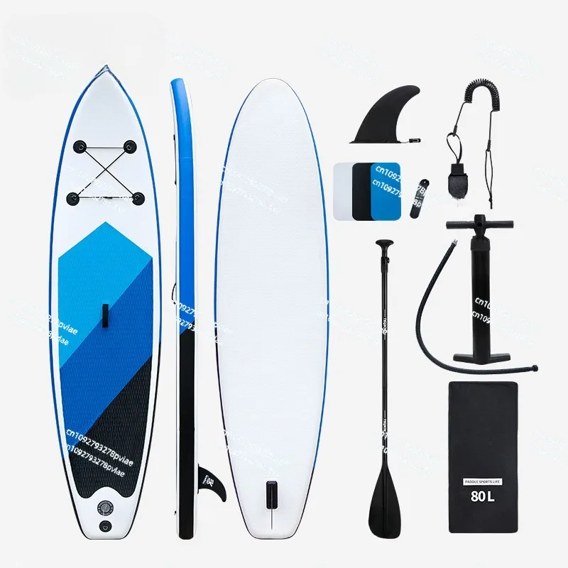 320 Blue and Black Paddle Board, Standing Surfboard Paddle Board Whiteboard Outdoor Soft Board Cross-border