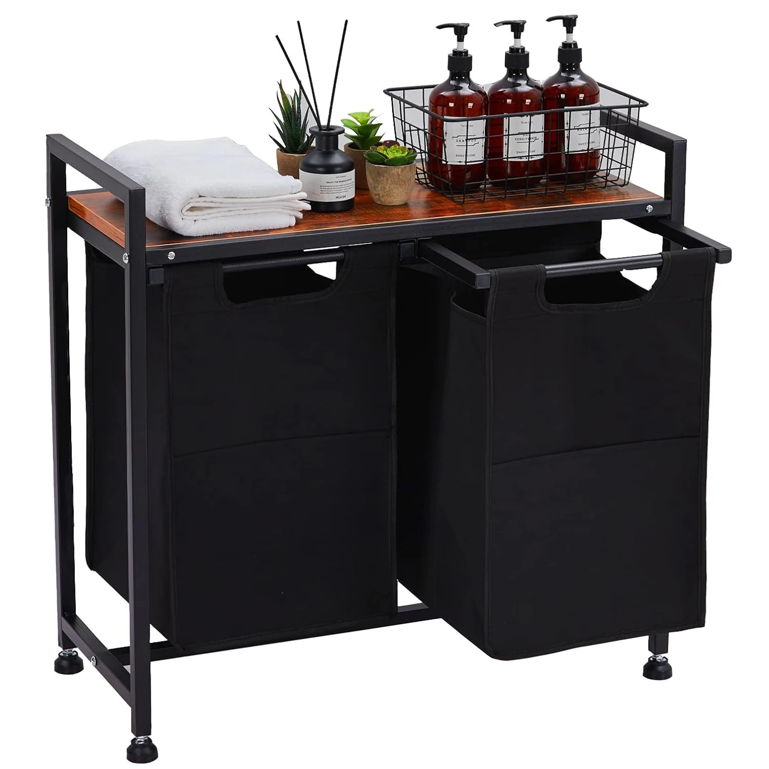 

Customizable Laundry Hamper, Laundry Basket Organizer Sorter 2 Section with Removable Bag and Top Shelf, Dirty