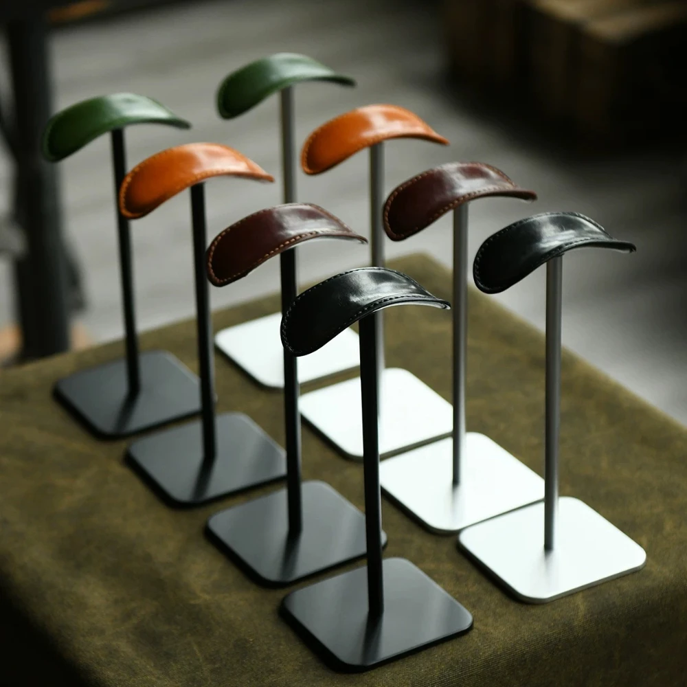 Leather Metal Headphone Stand for Airpods Max Creative Retro Headphone Holder Aluminum Alloy Cowhide Earphone Storage Accessory