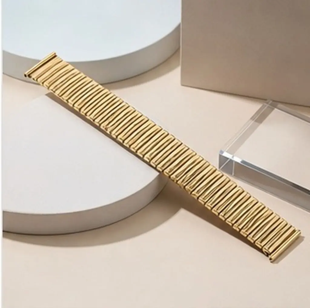 Stainless Steel Elastic Watch Band 20Mm Spring-Loaded Metal Strap for Men Women Replacement Comfort Fit Daily Wear Office Sports