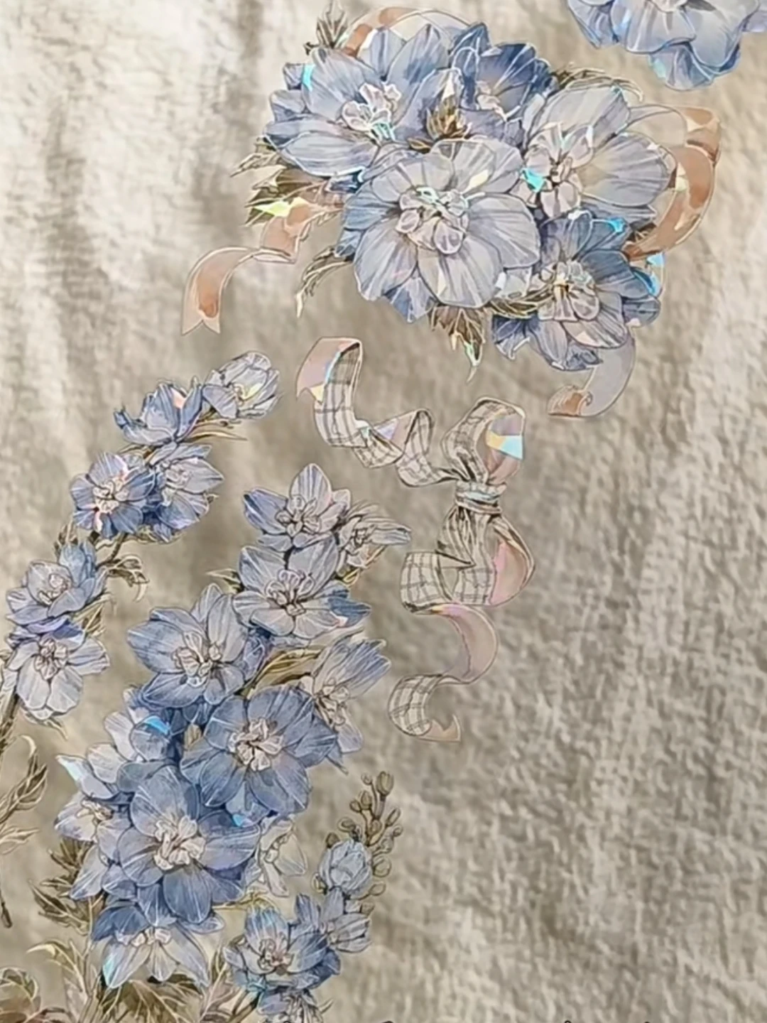 5M Tag- und Nachtplaner Delphinium Shell Shiny Pet Washi Tape Planer Journal Collage Rosa Blume