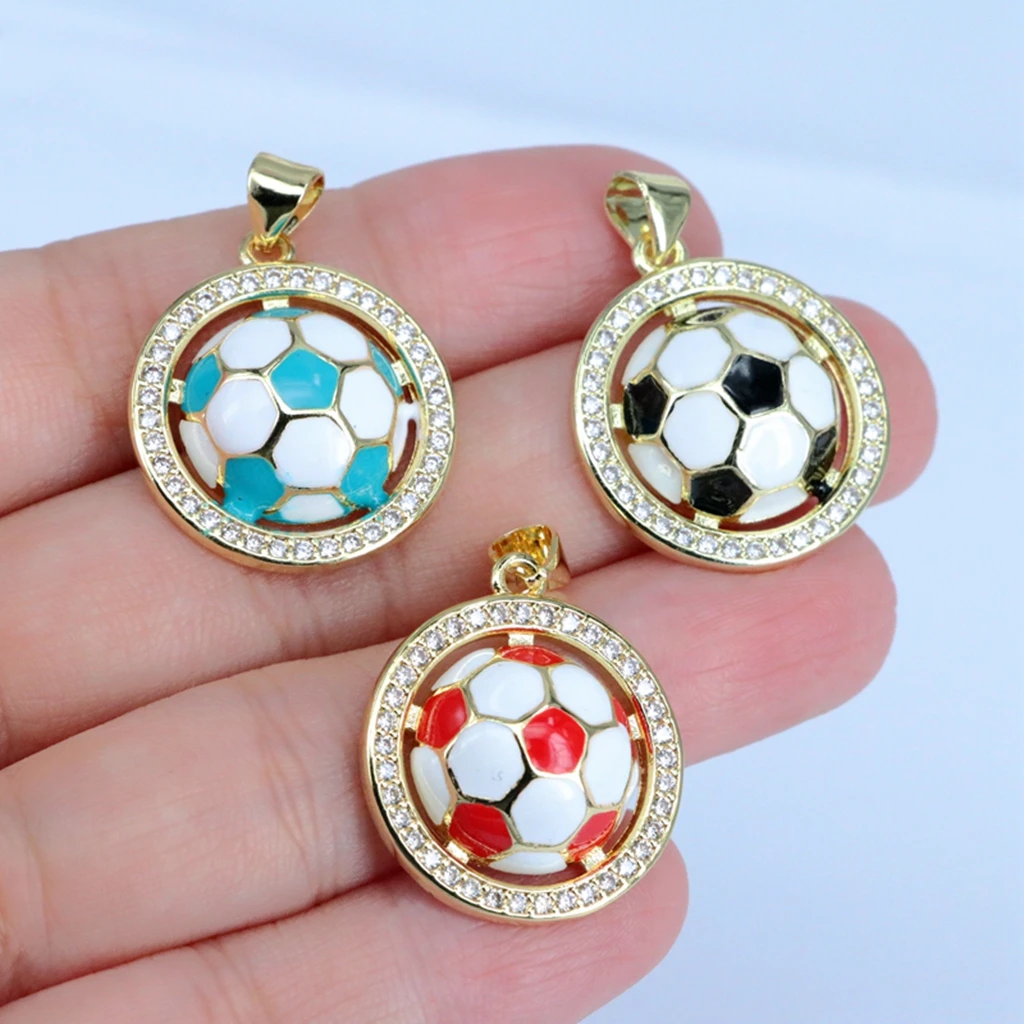 HOT 3pcs -20mm Sports Football Charms Pendants for Jewelry Making Necklace Earrings Bracelets DIY Crafts Accessories