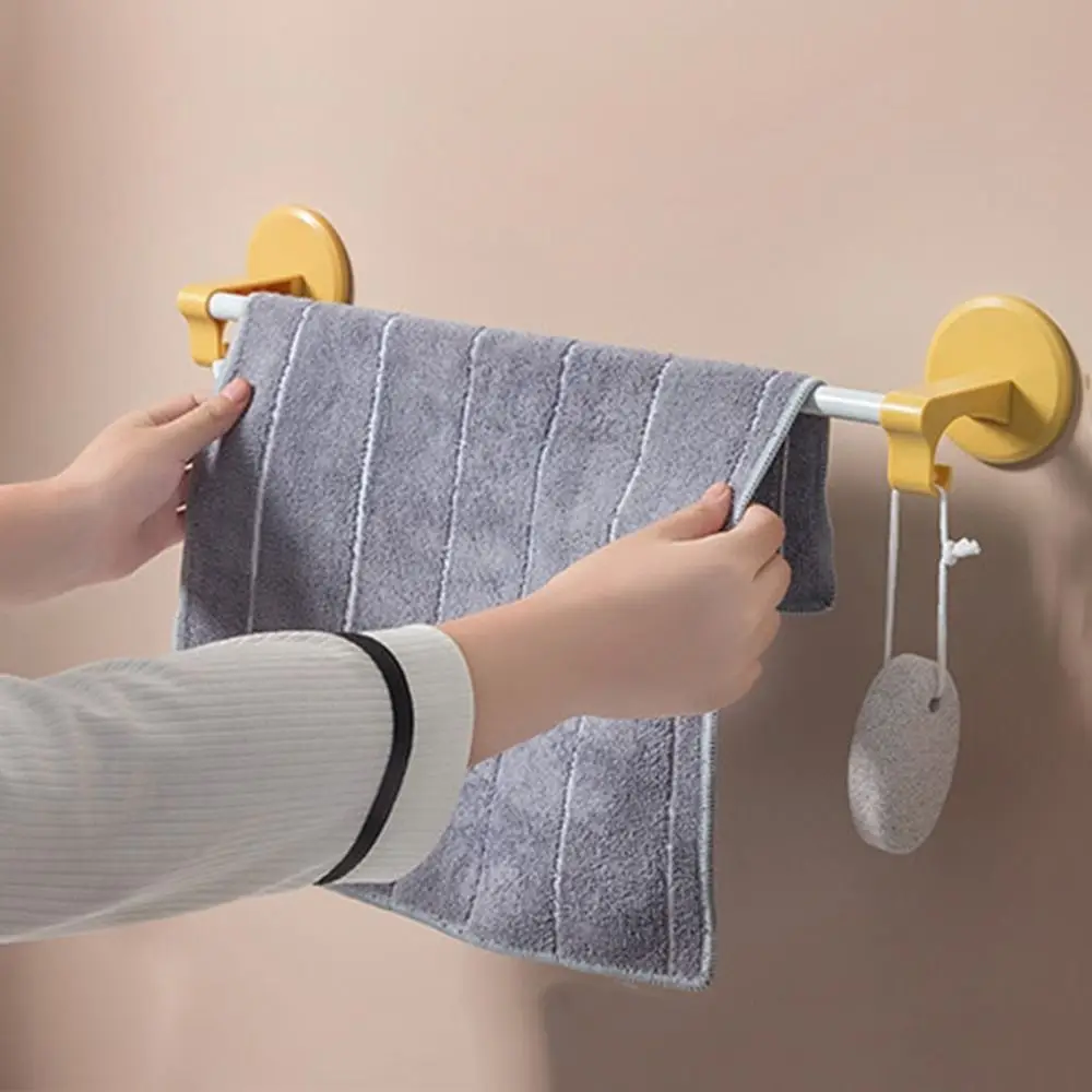 Plastic Wall-Mounted Towel Rack Strong Load-Bearing Rust-Proof Bath Towel Holders with Hooks Punch-Free Slippers Rack Kitchen